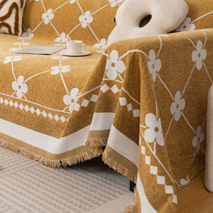 Comfy Four-Leaf Clover Hope Faith Love Luck Blanket for Couch, Chenille Scratch Proof Sofa Blanket Covers