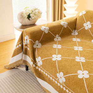 Comfy Four-Leaf Clover Hope Faith Love Luck Blanket for Couch, Chenille Scratch Proof Sofa Blanket Covers