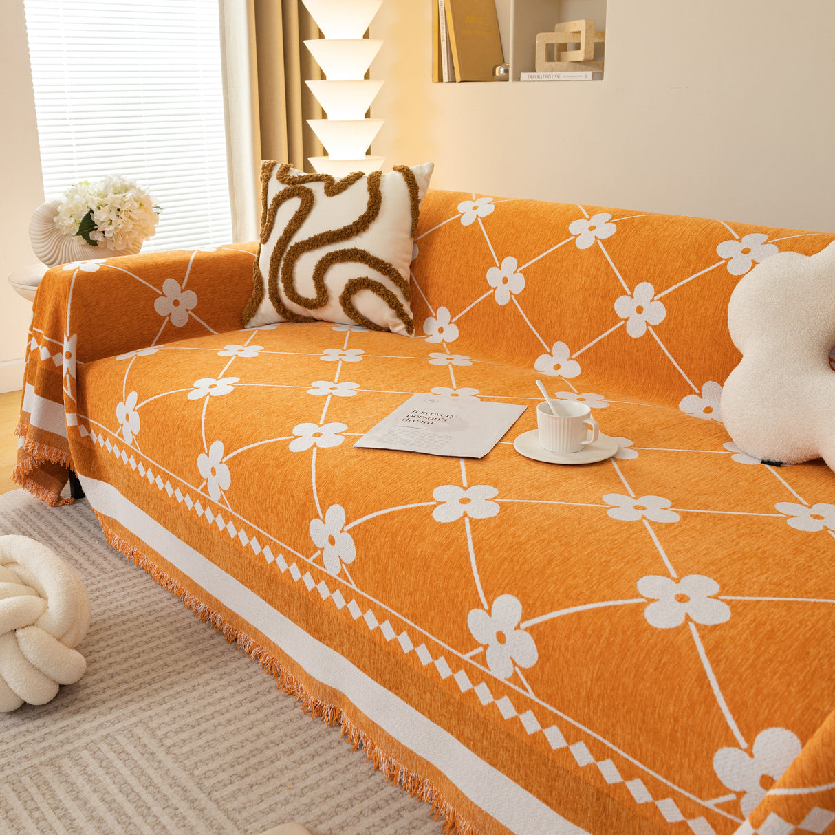 Comfy Four-Leaf Clover Hope Faith Love Luck Blanket for Couch, Chenille Scratch Proof Sofa Blanket Covers