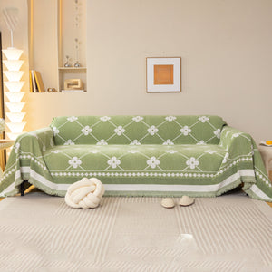 Comfy Four-Leaf Clover Hope Faith Love Luck Blanket for Couch, Chenille Scratch Proof Sofa Blanket Covers