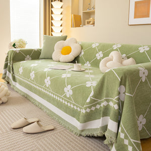 Comfy Four-Leaf Clover Hope Faith Love Luck Blanket for Couch, Chenille Scratch Proof Sofa Blanket Covers