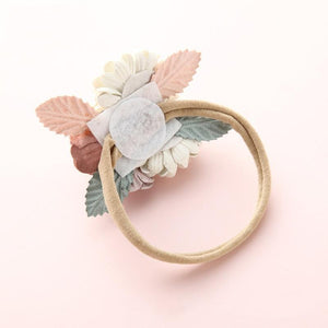 Modern Fashion Floral Headband Newborn Baby Elastic Hairbands Pearl Fresh Style Bow Knot For Girls