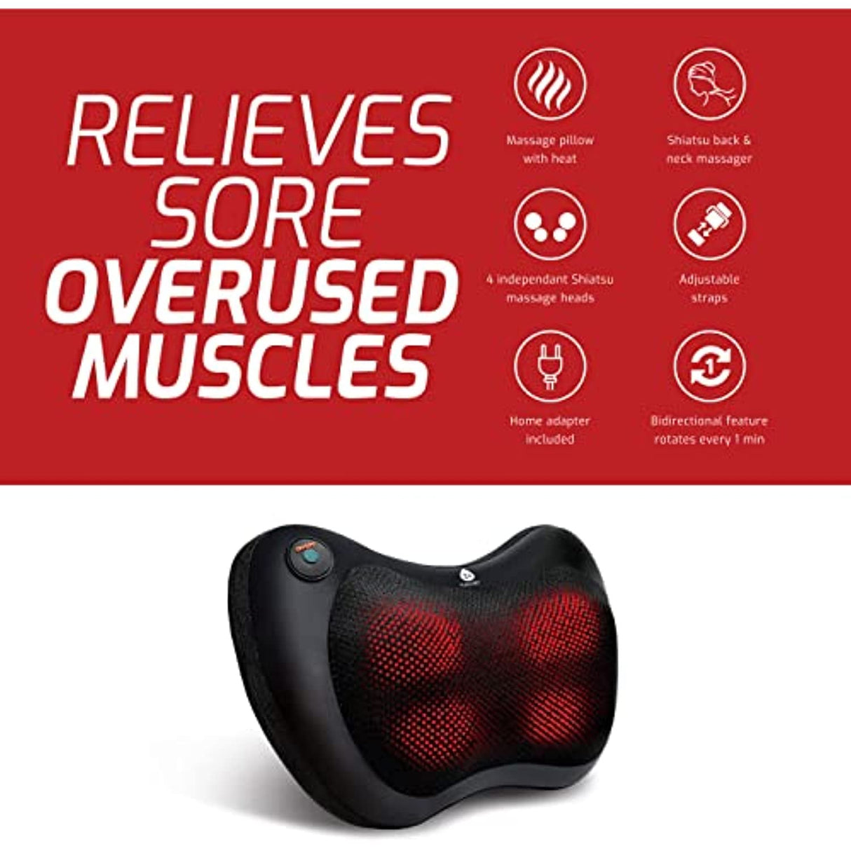 Pursonic Shiatsu Massager, Rechargeable Rolling Massager & Palm Harmony Glove
