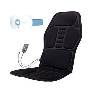 Pursonic Heat & Vibration Comfort Bundle – Chair Cushion Massager with Shiatsu Nodes + USB Rechargeable Stomach & Back Massager by Pursonic