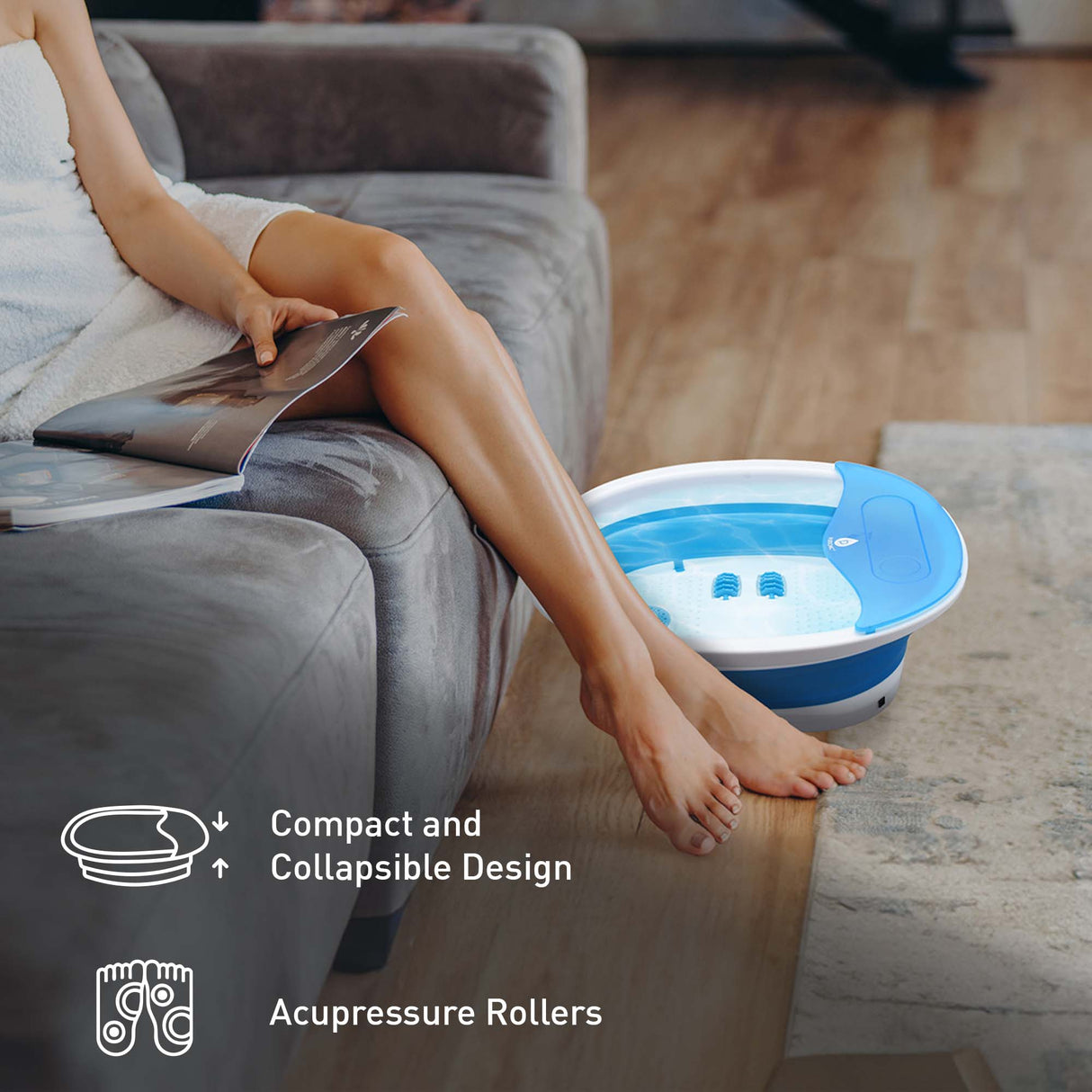 Home Comfort Bundle – Pursonic 3-Setting Electric Heating Pad & Compact, Collapsible Footbath Spa Massager by Pursonic