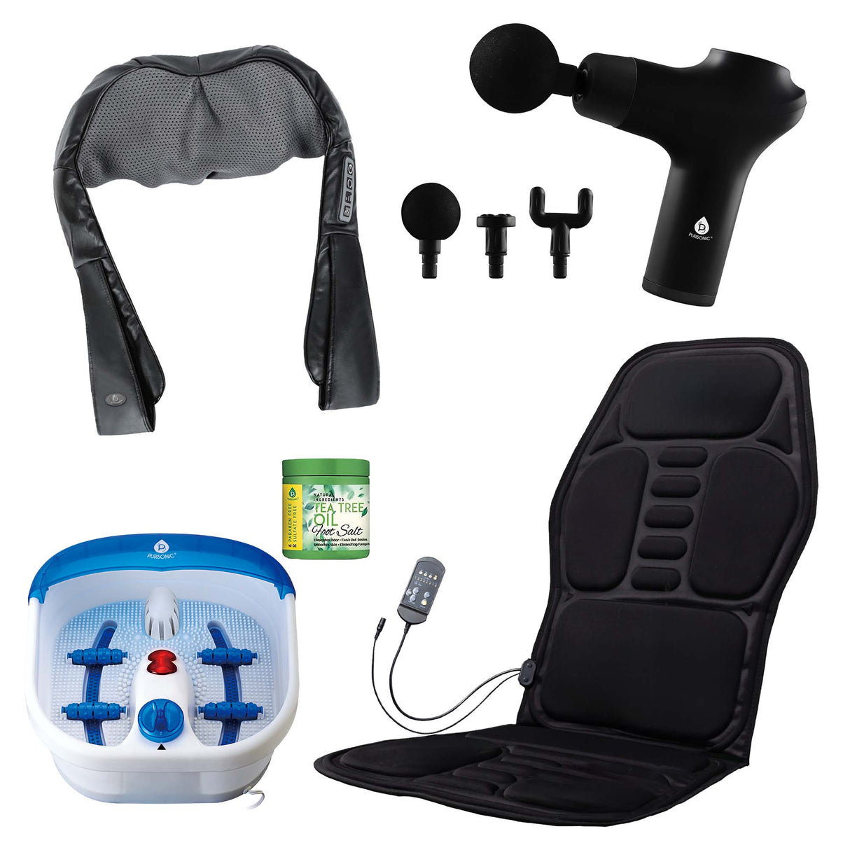 Pursonic Total Relaxation Bundle – Foot Spa, Massage Gun, and More by Pursonic