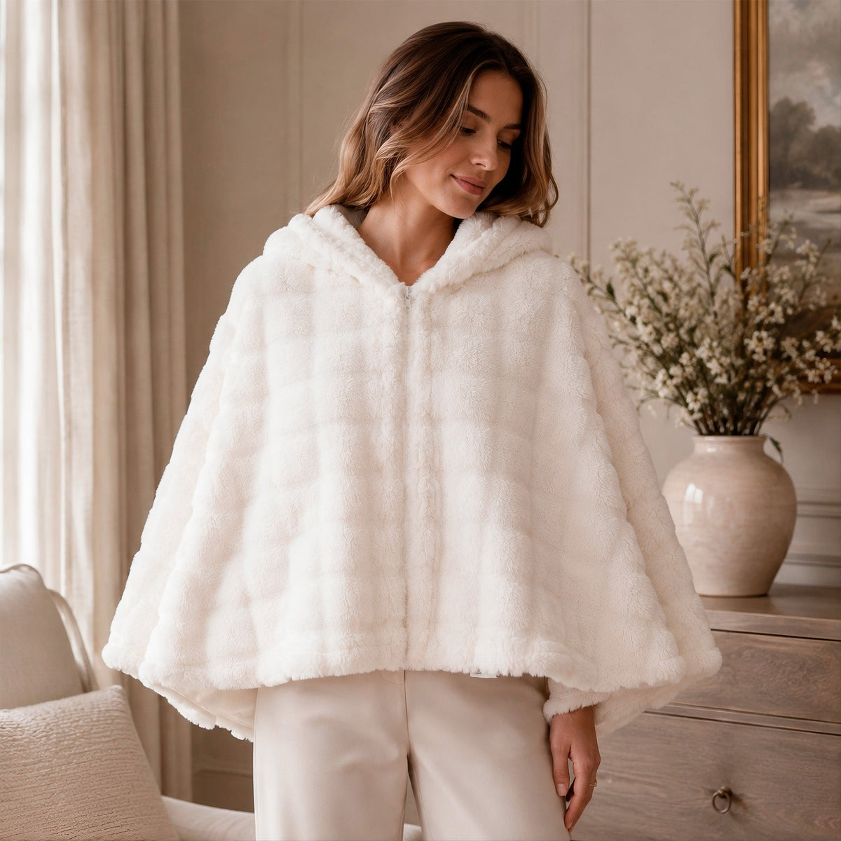 Pursonic Electric Plush Heated Poncho Shawl