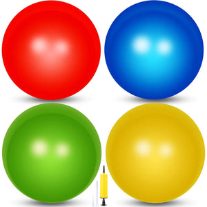 Leyndo 4 Pcs Yoga Ball Bulk Exercise Ball Pilates Ball Anti Burst Pregnancy Birthing Ball Fitness Ball with Quick Pump for Improved Posture Balance Yoga Pilates Training (Bright Color 9 Inch)