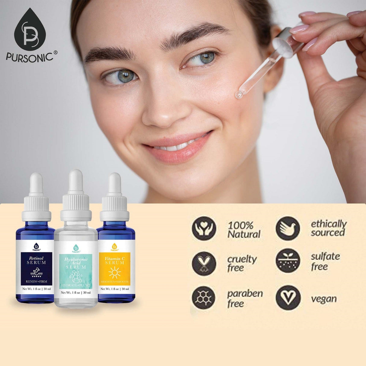 Pursonic 7-in-1 Facial Therapy Device & Anti-Aging Serum Bundle