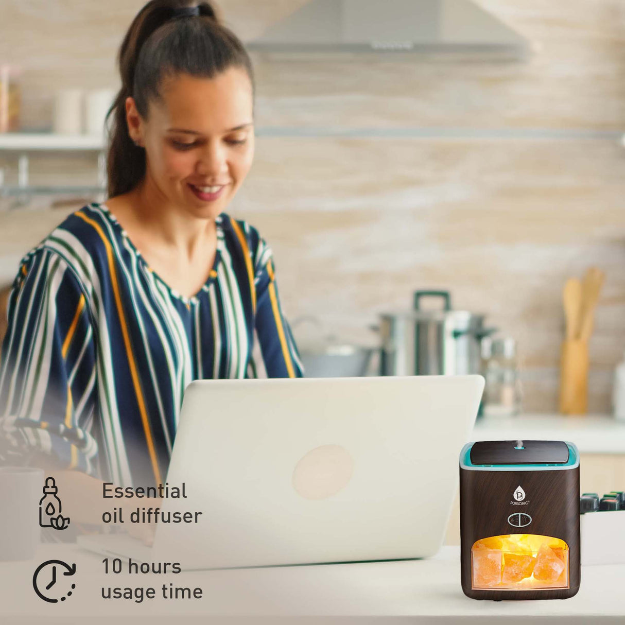 Himalayan Salt Diffuser & 14 Pack Essential Oils Set by Pursonic