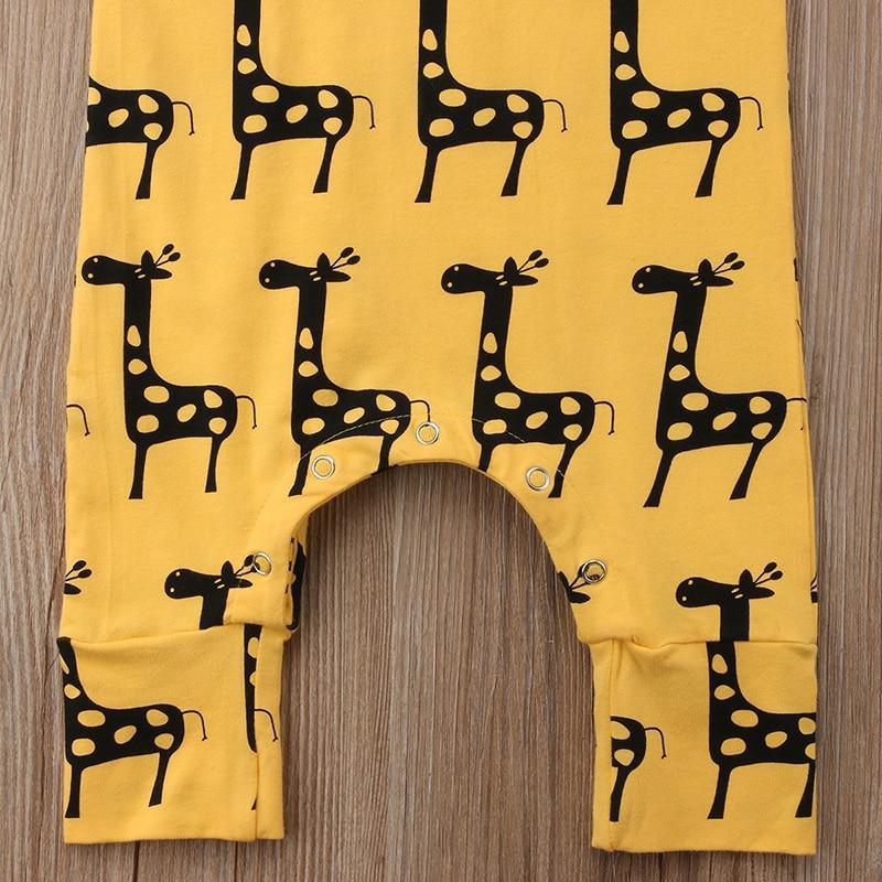 Cute Newborn Baby Boy Girl Sleeveless Cartoon Animal Cotton Romper Jumpsuit Outfits With Giraffe Design