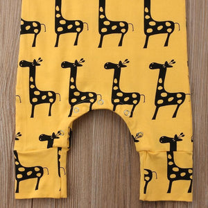 Cute Newborn Baby Boy Girl Sleeveless Cartoon Animal Cotton Romper Jumpsuit Outfits With Giraffe Design
