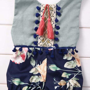 Baby Romper Floral Tassels Sleeveless Backless Jumpsuit for Newborn Baby Girl