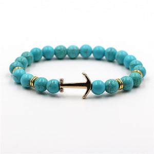 Modern Color Natural Stone Amazing Anchor Elegant Bracelet Nice Arrow White Black Onyx Lava Beads Luxury Bracelets For Women And Men Jewelry