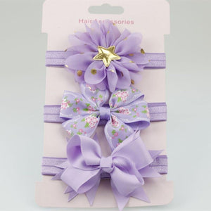 Luxury Modern Handamde 3PCS Set Elastic Flower Headbands for Baby Girls Hair Accessories Baby Girls Bows Nylon Bow For Girls