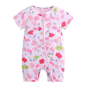 Summer Newborn Fashion Boy and Girls Printed Flower Short-sleeved Romper /  jumpsuit For Kids
