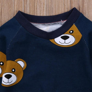 Baby Boy Clothes T shirt Hoodies and Long Pants Long Sleeve Outfits For Boys Pajamas With Bear Deisgn In Modern Style