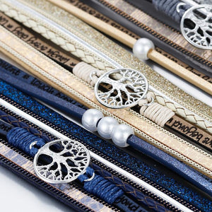 High Quality Handmade Elegant Fashion Luxury Modern New Amazing Charm Pearl Life of tree Leather Bracelets For Women