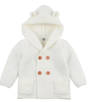 Winter Hooded Knitted Long Sleeve  Sweaters For Newborn Babies