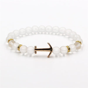 Modern Color Natural Stone Amazing Anchor Elegant Bracelet Nice Arrow White Black Onyx Lava Beads Luxury Bracelets For Women And Men Jewelry