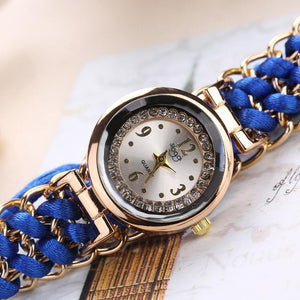 Women Handmade Bracelet Watches Rope Beads Knitting Adjustable Wristwatches Gift For Women and Lady and Girls