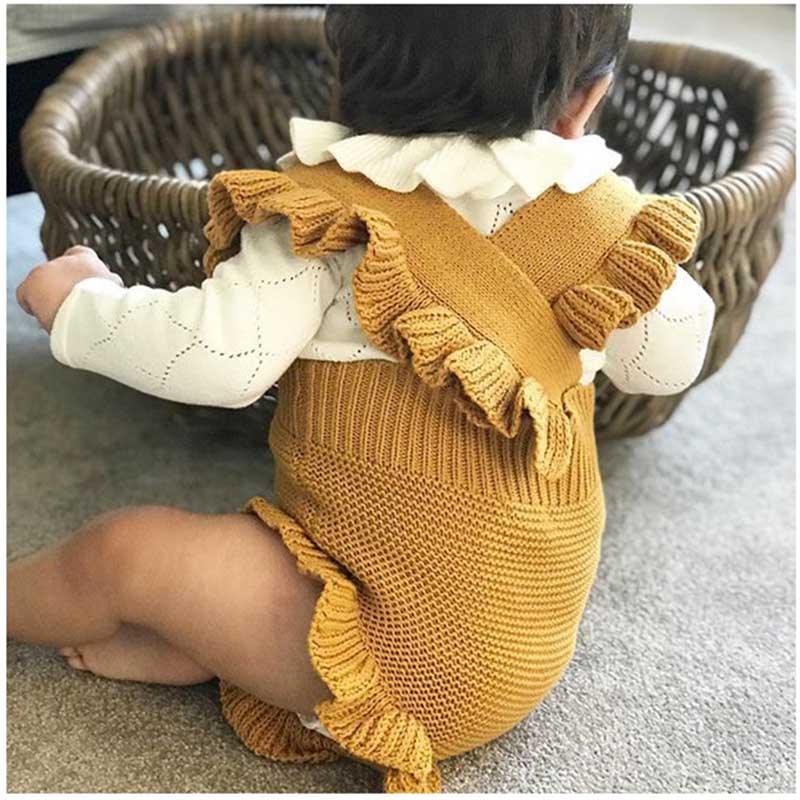 Baby Girl Knitted Clothes Rompers Jumpsuit Cotton Infant Baby Girl Romper In Retro Style For Girls