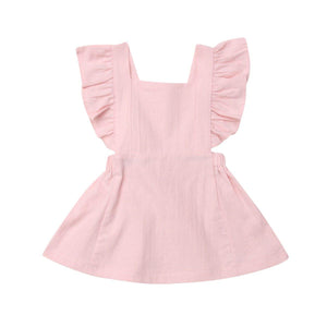 Modern Summer Casual Cute Infant Kids Baby Girl Summer Color Ruffle Princess Party Dress Clothes