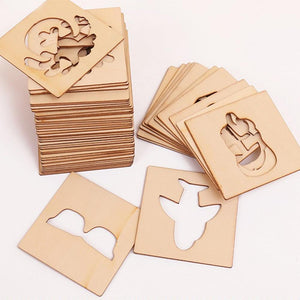 100Pcs Baby Wooden Drawing Toys Painting Stencil Templates Coloring Board Children Creative Doodles Early Learning Education Toy