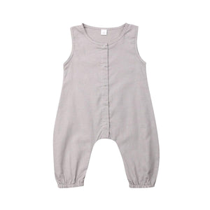 Solid Color Sleeveless Cotton Romper Jumpsuit Playsuit Outfits for Newborn Baby Boy/Girl In Classic Design