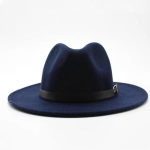 Vintage Winter Autumn Woolen Women Men Belt Buckle Fedora Hat Classic Wide Brim Floppy Hat Retro Warm Top Hat Vintage Cap Women Fedoras Durable Hat