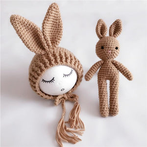 Modern Baby Cap Deer Design Handmade Crochet Deer Costume Set Knitted Hats And Toy For Girls and Boys Kids