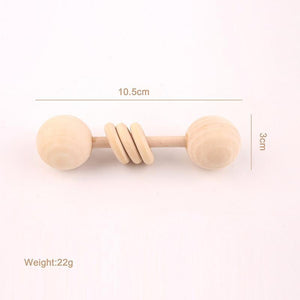 Modern Wooden Rattle Beech Bear Hand Teething Wooden Ring Baby Rattles Play Educational Toys For Kids