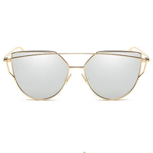 Luxury Vintage Modern Cat Eye Metal High Quality Frame  With Miror Sunglasses For  Women and Lady sunglasses With UV400 Protection