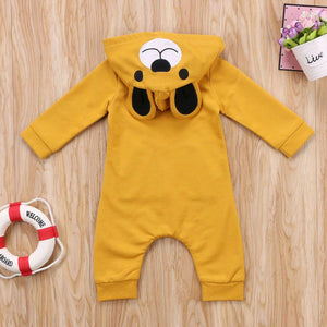 Cute Bear Newborn Infant Baby Boy Girl Kid Ear Hooded Romper Zipper Cartoon Patchwork Jumpsuit For Baby Girls and Boys