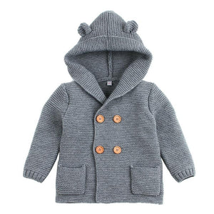 Winter Hooded Knitted Long Sleeve  Sweaters For Newborn Babies