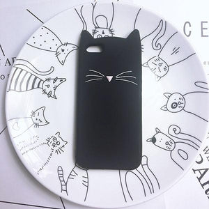 Cat Soft Silicone Mobile Phone Case Back Cover 3D Cute Bear Seal Phone Case For iPhone 6 6S 7 8 Plus X Case Cartoon Cat Ear Silicone Case For iPhone5S SE 8 Plus