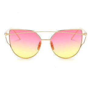 Luxury Vintage Modern Cat Eye Metal High Quality Frame  With Miror Sunglasses For  Women and Lady sunglasses With UV400 Protection