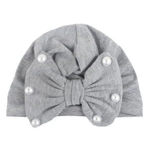 Modern Baby Hats Cute Rabbit Bow Knot with Pearls Baby Girl Hat with Pearls  for Kids In Diamond Luxury Style