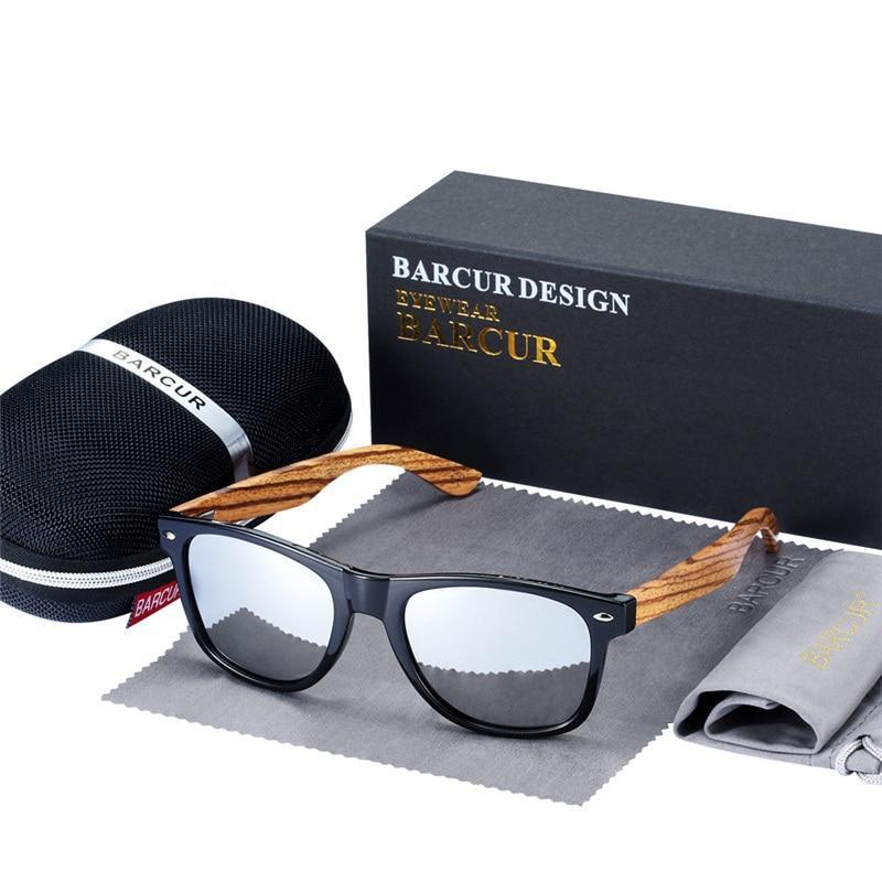 Luxury Natural Zebra Wood Sunglasses PolarizedWood Rectangle Mirror Lens Driving For Women and Men With UV400 Protection