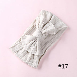 Modern Braid Nylon Bow Knot Solid Wide Nylon Headbands Turban Baby Girls Head Wrap For Girls