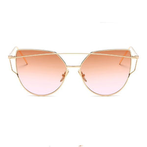 Luxury Vintage Modern Cat Eye Metal High Quality Frame  With Miror Sunglasses For  Women and Lady sunglasses With UV400 Protection
