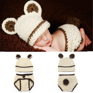 Knitting Baby Hat Newborn Photography Props Cute Children Pajamas Set For Girls And Boys