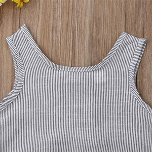 Modern Retro Summer Newborn Baby Girl / Boy Sleeveless Button Bodysuit Outfits Set Romper In elegant Deisgn