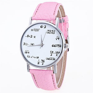 Ladies Watch Fashion Math Function Pattern Leather Band Alloy Analog Quartz Vogue Watches Wrist Watches For Women Ladies and Girls