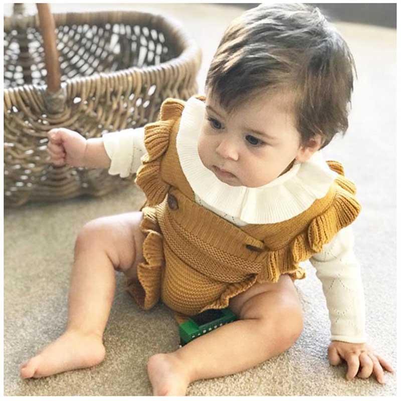Baby Girl Knitted Clothes Rompers Jumpsuit Cotton Infant Baby Girl Romper In Retro Style For Girls