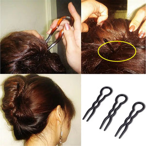 3 Pcs/Set Women Round Toe U Shaped Hair Pins and Clips Plastic Grips Convenient Simple Forks Hair Styling Tool Magic hairgrips