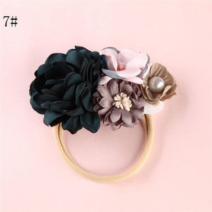 Modern Fashion Floral Headband Newborn Baby Elastic Hairbands Pearl Fresh Style Bow Knot For Girls