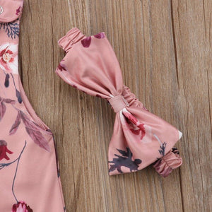 Floral Newborn Baby Girls Sleeve less Printed Rompers Jumpsuit Headband Clothes Sets Outfits For Baby Girls With Bow