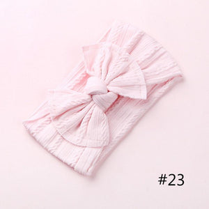 Modern Braid Nylon Bow Knot Solid Wide Nylon Headbands Turban Baby Girls Head Wrap For Girls