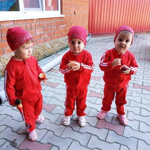 Fashion New Clothes Cotton Long Sleeve Solid Zipper Jacket Pants 2pcs Baby Boy / Baby Girl Clothing Set In Sport Design